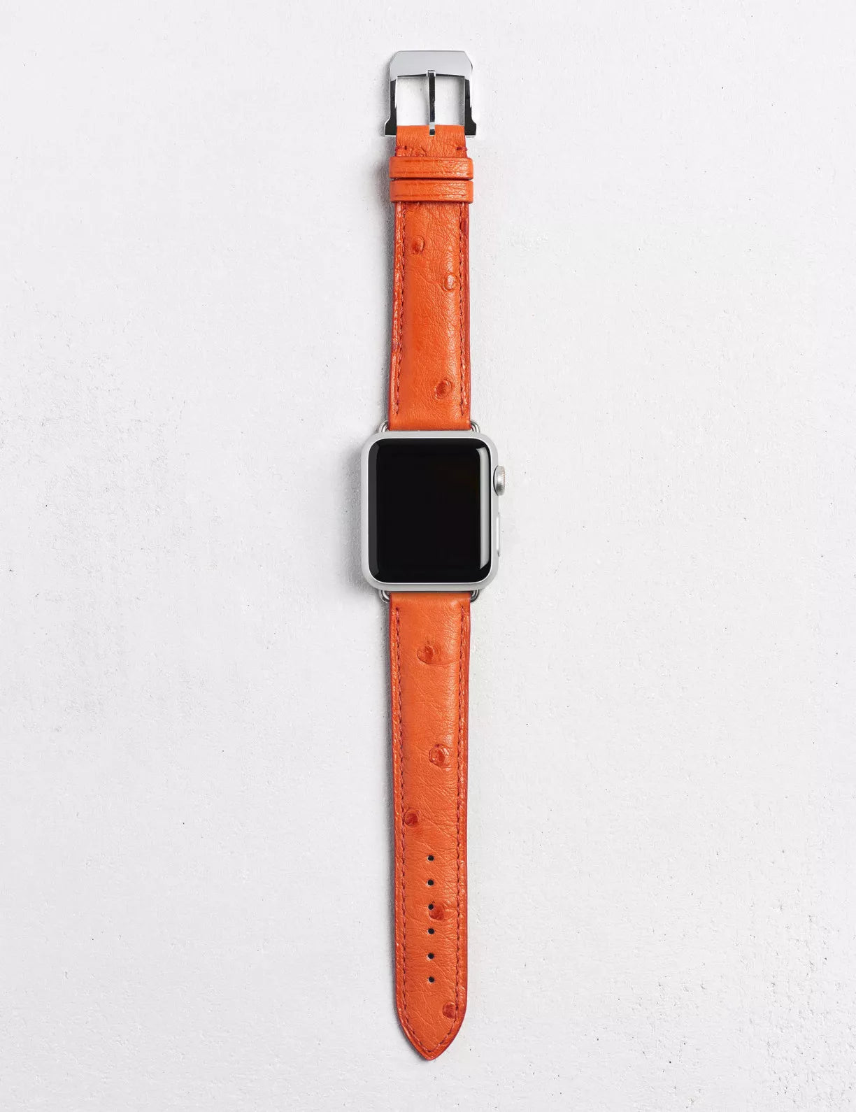 PLUME OSTRICH LEATHER APPLE WATCH BAND - ORANGE-1