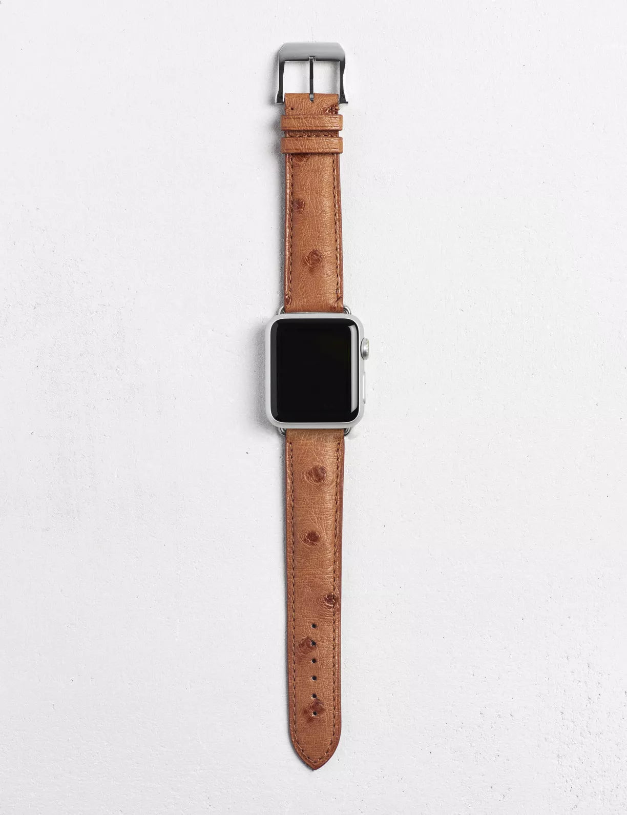 PLUME OSTRICH LEATHER APPLE WATCH BAND - BROWN-1