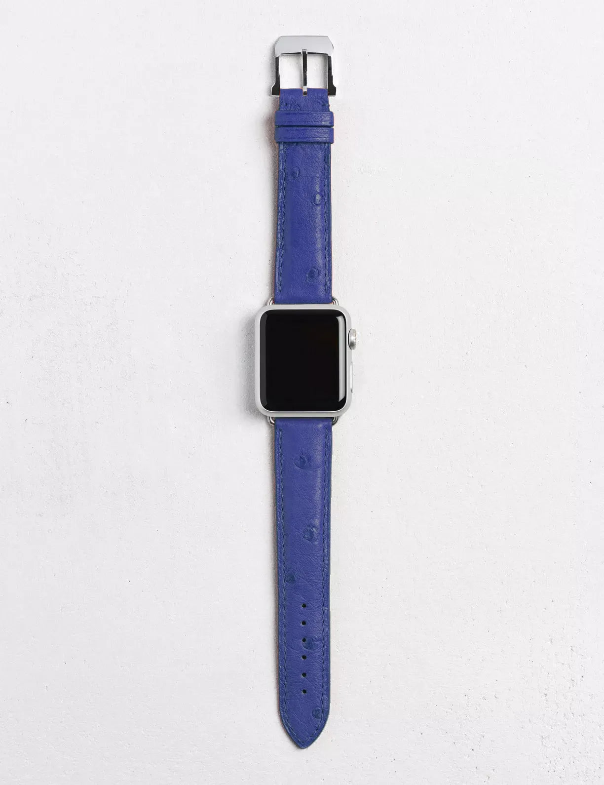 PLUME OSTRICH LEATHER APPLE WATCH BAND - BLUE-1